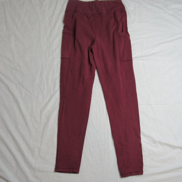 Saturday Sunday Anthropologie Maroon High Rise Stash Pocket Leggings Women's S - Picture 7 of 8